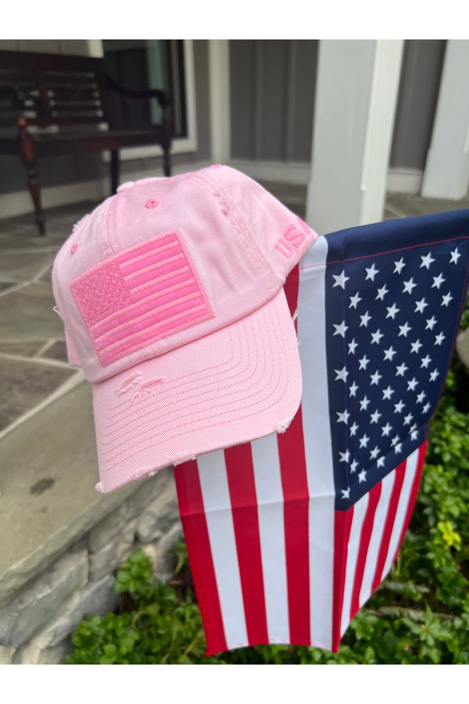 Distressed Pink Flag Hat Distressed Pink Flag Hat